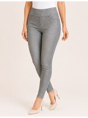 SPANX Gray Denim Jeggings Pull On Shaping Skinny Pants 10
